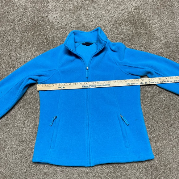 LANDS END PETITE FLEECE FULL ZIP JACKET. SIZE SMALL/PETITE (6-8). BLUE. - Picture 4 of 8